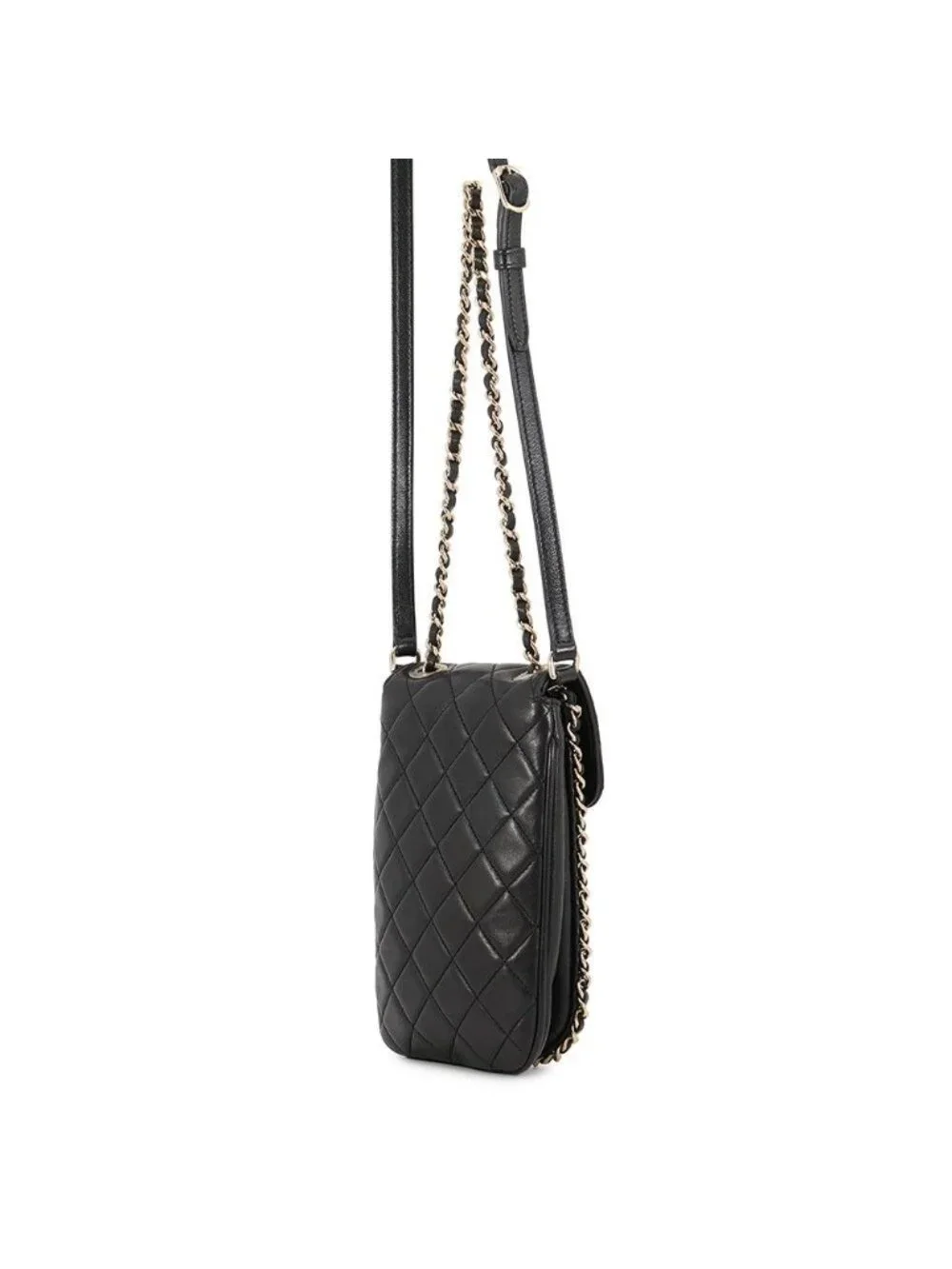 Chanel Chain Phone Case Quilted CC Logo Lambskin Bag Black
